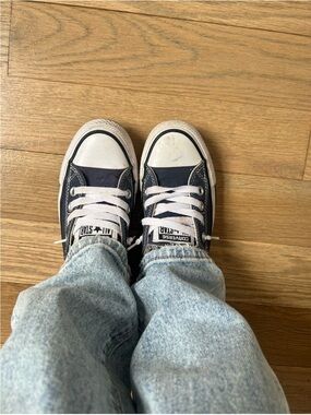Converse Navy and White Low-Top Canvas Sneakers